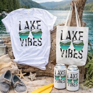 Lake Vibes T-Shirt Tote Bag Koozie Set Gift Set Bundle